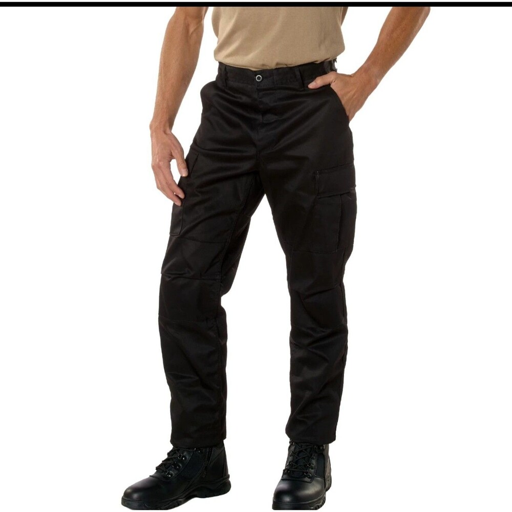 ROTHCO 2971 BLACK MENS BDU CARGO PANTS Relaxed Fit Zipper Fly SIZE XL (39-43)